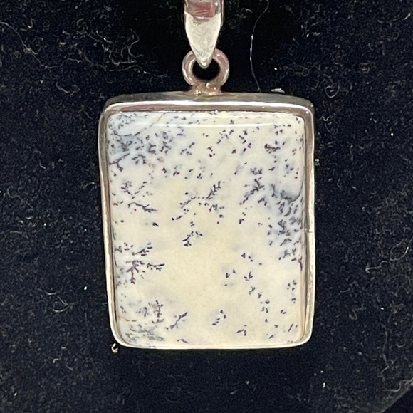 Dendritic Jasper and sterling pendant on 18” sterling chain - Picture 5 of 12